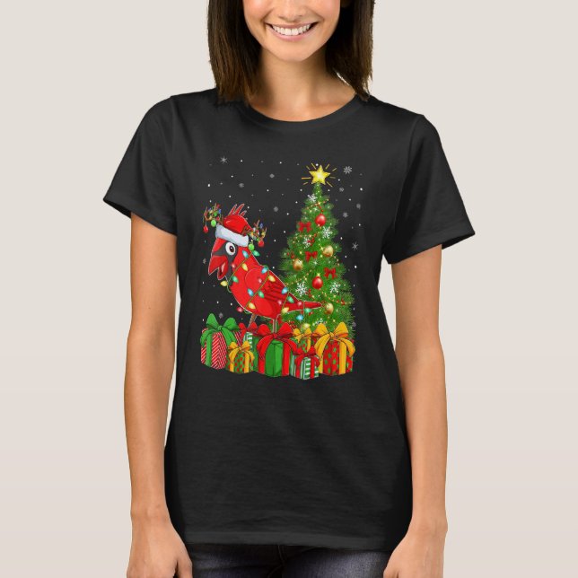 Xmas Holiday Santa Northern Cardinal Bird Christma T-Shirt (Vorderseite)