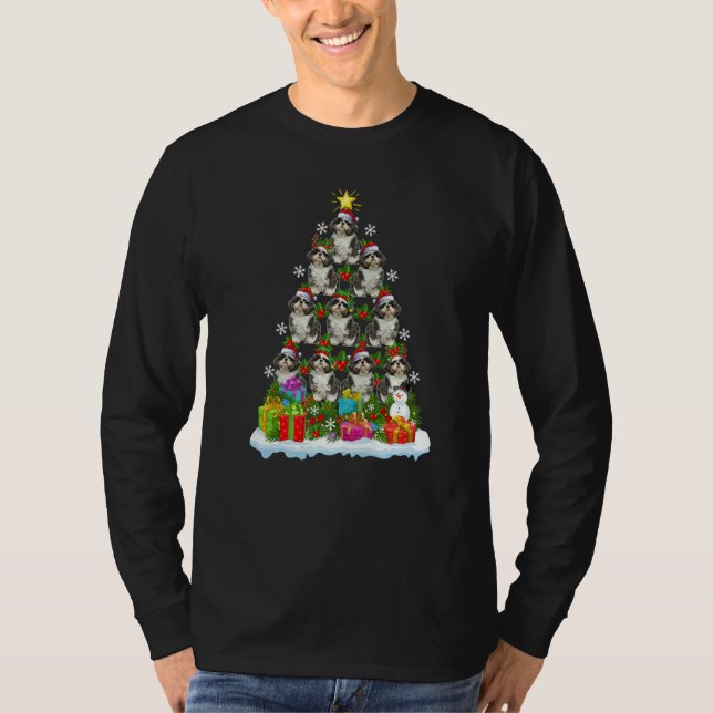 Xmas Holiday  Santa Shih Tzu Dog Christmas Tree T-Shirt (Vorderseite)