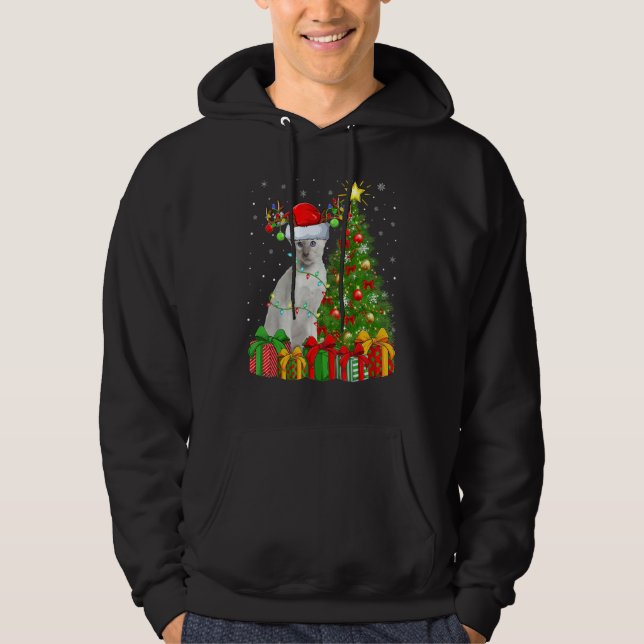 Xmas Holiday Santa Siamese Cat Christmas Tree Hoodie (Vorderseite)