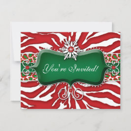 Xmas Holiday Snowflake Zebra Leopard Herz Einladung