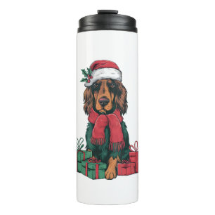 Xmas Holiday Weihnachtsmannmütze Irish Setter Dog  Thermosbecher