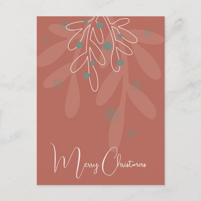 Xmas holidays mistletoe red postkarte (Vorderseite)