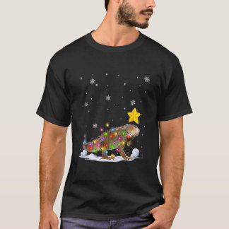 Xmas Iguana Animals Weihnachtsbaum Lichter T-Shirt