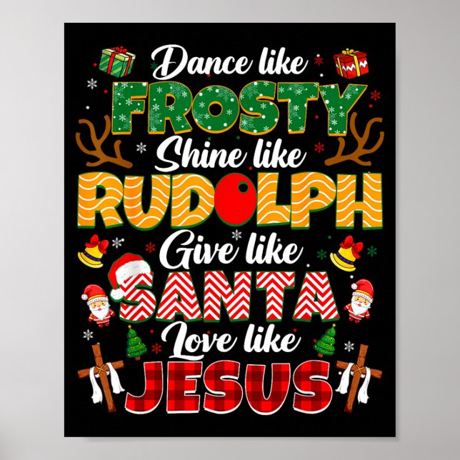 Xmas Jesus Christian Dance Like Frosty Xmas Men Wo Poster (Vorne)