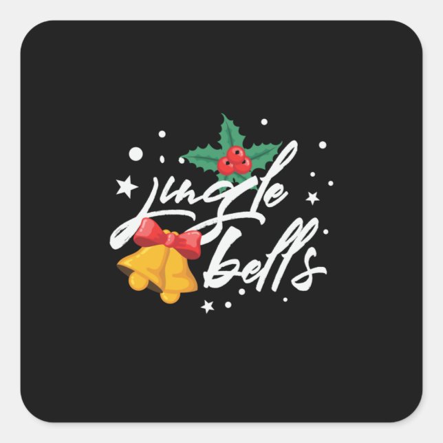 Xmas Jingle Bells Quadratischer Aufkleber (Vorderseite)