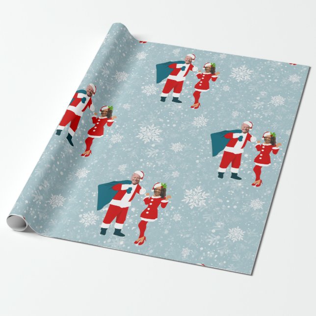 xmas jobiden santa kamala harris eisige Schneefloc Geschenkpapier (Ungerollt)