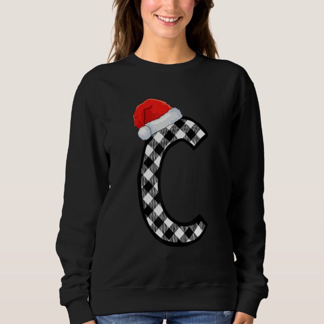 Xmas Karierte Hauptstadt Letter C Santa Monogram C Sweatshirt (Vorderseite)