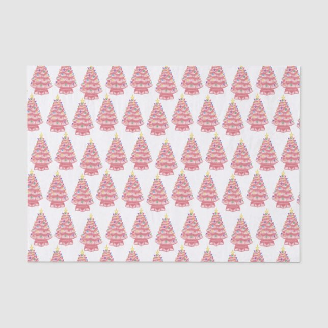 Xmas Keramik-Gewebe für Rosa Bäume Seidenpapier (Vorderseite)