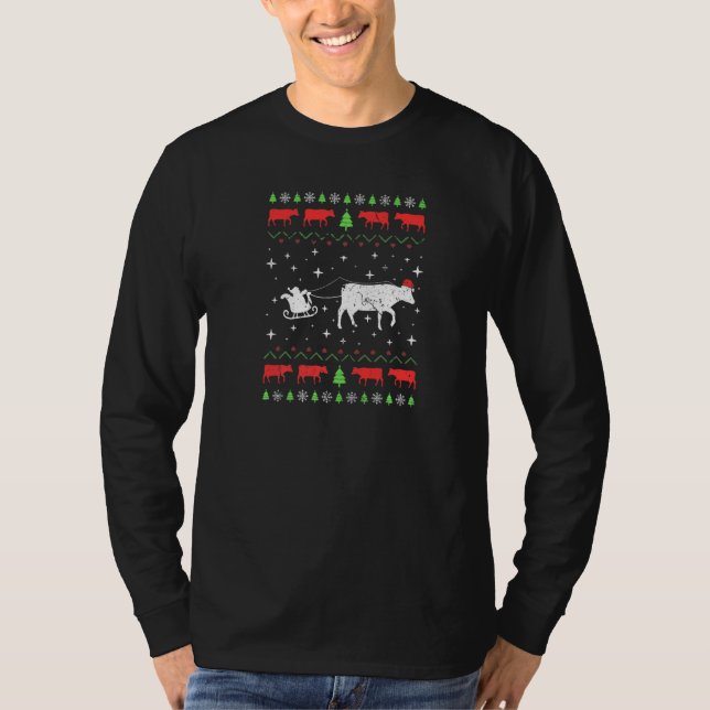 Xmas Kuh Bauer Ugly Christmas Sweater T-Shirt (Vorderseite)