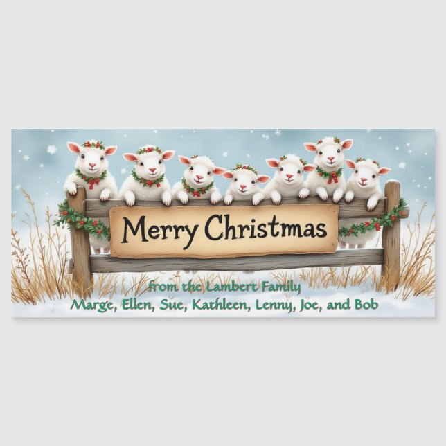 Xmas Lambs Magnetic Grußkarte Magnetkarte (Vorderseite)
