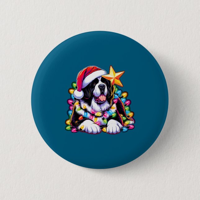 Xmas Landseer Newfoundland Dog Tangled Christmas L Button (Vorderseite)