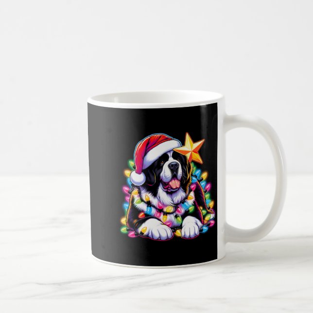 Xmas Landseer Newfoundland Dog Tangled Christmas L Kaffeetasse (Rechts)
