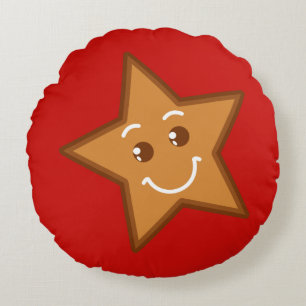 XmaS Lebkuchen cooler Stern 2 Rückenfarben Rundes Kissen
