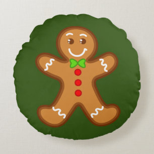 XmaS Lebkuchen Mann 1 Rückenfarbe Rundes Kissen