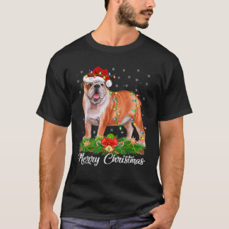 Xmas LichtDeco Weihnachtsmannmütze English Bulldog T-Shirt