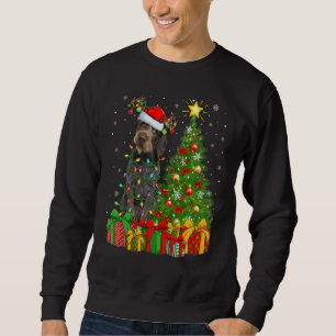 Xmas Lichter Deutscher Drahtiger Pointer Hund Weih Sweatshirt