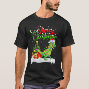 Xmas-Lichter Santa-Hut T-Rex-Dinosaurier Weihnacht T-Shirt