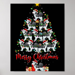 Xmas Lichter Santa Siberian Husky Hund Weihnachtsb Poster