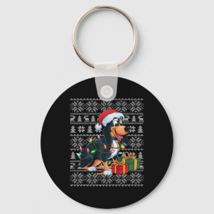 Xmas Lichter Ugus Santa Black und Tan Coonhound Hu Schlüsselanhänger