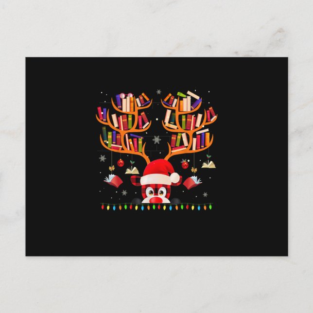 Xmas Light Book Lover Librarian Library Books Rein Postkarte (Vorderseite)