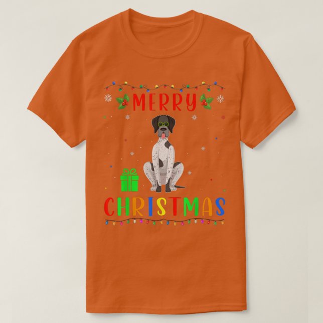 Xmas Light German Kurzhaarige Pointer Dog Christma T-Shirt (Design vorne)
