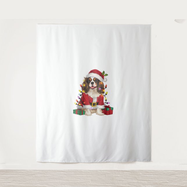 Xmas Lighting Cavalier King Charles Spaniel Dog Ch Wandteppich (Vorderseite)