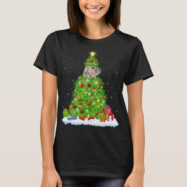 Xmas Lighting Matching Funny English Setter Christ T-Shirt (Vorderseite)