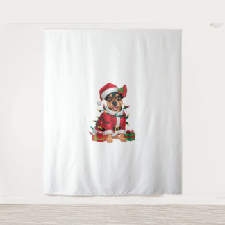 Xmas Lighting Santa Miniature Pinscher Hund Christ Wandteppich
