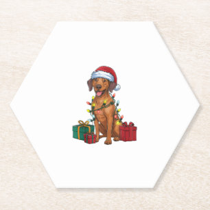Xmas Lighting Santa Rhodesian Ridgeback Dog Christ Untersetzer