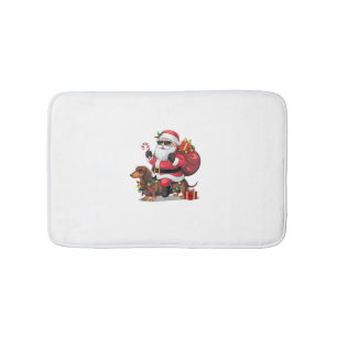 Xmas Lighting Santa Riding Dackel Hund Weihnachten Badematte