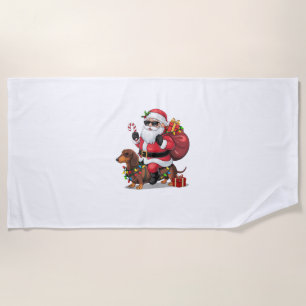 Xmas Lighting Santa Riding Dackel Hund Weihnachten Strandtuch