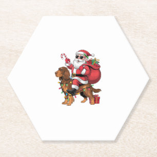 Xmas Lighting Santa Riding Englisch Setter Hund Ch Untersetzer
