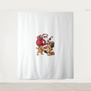 Xmas Lighting Santa Riding English Mastiff Dog Chr Wandteppich