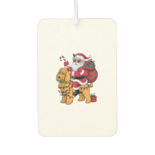 Xmas Lighting Santa Riding Goldendoodle Dog Christ Autolufterfrischer