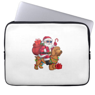 Xmas Lighting Santa Riding Goldendoodle Dog Christ Laptopschutzhülle