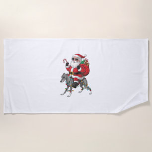 Xmas Lighting Santa Riding Italian Greyhound Dog C Strandtuch