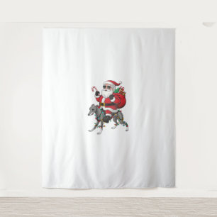 Xmas Lighting Santa Riding Italian Greyhound Dog C Wandteppich