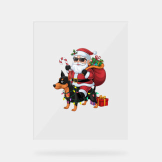 Xmas Lighting Santa Riding Miniatur Pinscher Hund Acrylschild