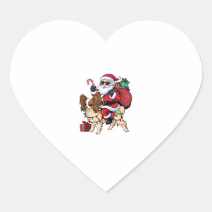 Xmas Lighting Santa Riding Papillon Weihnachten Herz-Aufkleber