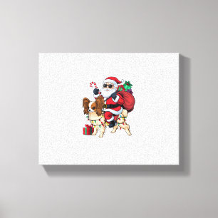Xmas Lighting Santa Riding Papillon Weihnachten Leinwanddruck