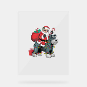 Xmas Lighting Santa Riding Riese Schnauzer Dog Chr Acrylschild