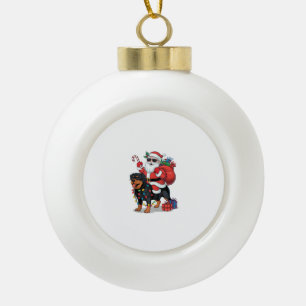Xmas Lighting Santa Riding Rottweiler Dog Christma Keramik Kugel-Ornament