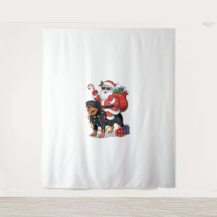 Xmas Lighting Santa Riding Rottweiler Dog Christma Wandteppich