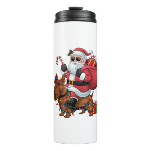 Xmas Lighting Santa Riding Scottish Terrier Dog Ch Thermosbecher