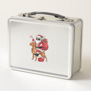 Xmas Lighting Santa Riding Vizsla Dog Weihnachten Metall Brotdose