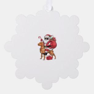 Xmas Lighting Santa Riding Vizsla Dog Weihnachten Ornament Karte