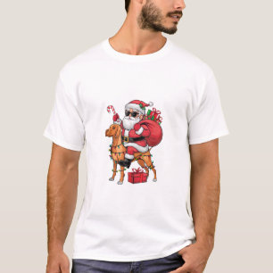 Xmas Lighting Santa Riding Vizsla Dog Weihnachten T-Shirt