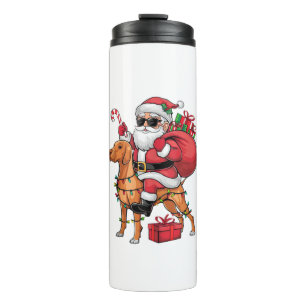 Xmas Lighting Santa Riding Vizsla Dog Weihnachten Thermosbecher