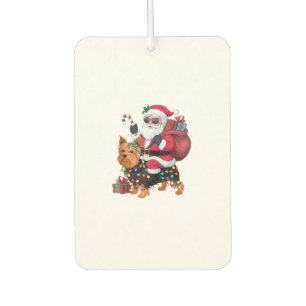 Xmas Lighting Santa Riding Yorkshire Terrier Dog C Autolufterfrischer