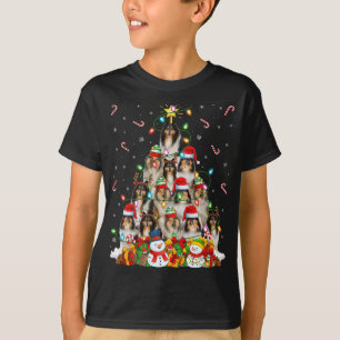 Xmas Lighting Santa Rough Collie Dog Christmas Tre T-Shirt